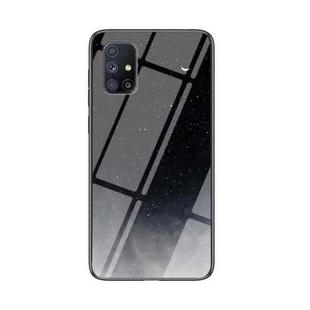 For Samsung Galaxy M31S Starry Sky Painted Tempered Glass TPU Shockproof Protective Case(Star Crescent Moon)