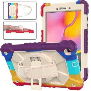 For Samsung Galaxy Tab A 8.0 (2019)T290/T295 Contrast Color Robot Shockproof Silicon + PC Protective Case with Holder & Shoulder Strap(Colorful Red)
