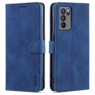 For OPPO Reno6 5G AZNS Skin Feel Calf Texture Horizontal Flip Leather Case with Card Slots & Holder & Wallet(Blue)