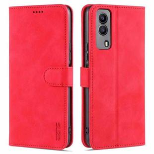 For Vivo Y53S 5G AZNS Skin Feel Calf Texture Horizontal Flip Leather Case with Card Slots & Holder & Wallet(Red)