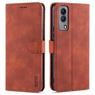 For Vivo Y53S 5G AZNS Skin Feel Calf Texture Horizontal Flip Leather Case with Card Slots & Holder & Wallet(Brown)