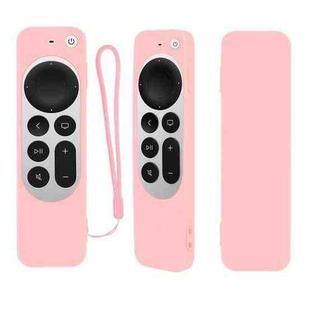 Silicone Protective Case Cover with Rope For Apple TV 4K 4th Siri Remote Controller(Pink)