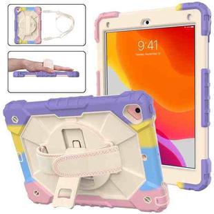 Contrast Color Robot Shockproof Silicon + PC Protective Case with Holder & Shoulder Strap For iPad 9.7 (2018) & (2017) / Air 2 / Air(Colorful Purple)