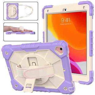 Contrast Color Robot Shockproof Silicon + PC Protective Case with Holder & Shoulder Strap For iPad 9.7 (2018) & (2017) / Air 2 / Air(Purple+Beige)
