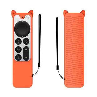 Cat Ears Shape Silicone Protective Case Cover For Apple TV 4K 4th Siri Remote Controller(Orange)