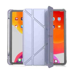 For iPad Pro 11 2022 / 2021 / 2020 Multi-folding Horizontal Flip PU Leather + TPU Aitbag Shockproof Half Paste Tablet Case with Holder & Pen Slot & Sleep / Wake-up Function(Lavender Grey)