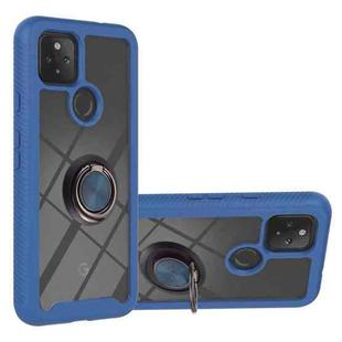 For Google Pixel 5A 5G Starry Sky Solid Color Series Shockproof PC + TPU Protective Case with Ring Holder & Magnetic Function(Blue)