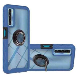 For TCL 20S Starry Sky Solid Color Series Shockproof PC + TPU Protective Case with Ring Holder & Magnetic Function(Blue)