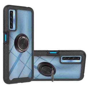 For TCL 20S Starry Sky Solid Color Series Shockproof PC + TPU Protective Case with Ring Holder & Magnetic Function(Black)