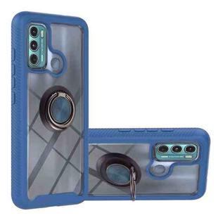 For Motorola Moto G60 Starry Sky Solid Color Series Shockproof PC + TPU Protective Case with Ring Holder & Magnetic Function(Blue)