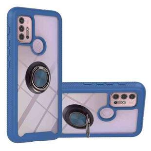 For Motorola Moto E7 Power Starry Sky Solid Color Series Shockproof PC + TPU Protective Case with Ring Holder & Magnetic Function(Blue)