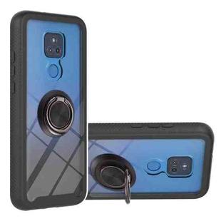 For Motorola Moto G Play 2021 Starry Sky Solid Color Series Shockproof PC + TPU Protective Case with Ring Holder & Magnetic Function(Black)