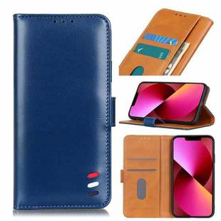 For iPhone 13 3-Color Pearl Texture Magnetic Buckle Horizontal Flip PU Leather Case with Card Slots & Wallet & Holder(Blue)