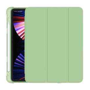 For iPad Pro 11 2022 / 2021 / 2020 3-folding Horizontal Flip PU Leather + TPU Aitbag Shockproof Half Paste Tablet Case with Holder & Pen Slot & Sleep / Wake-up Function(Green)