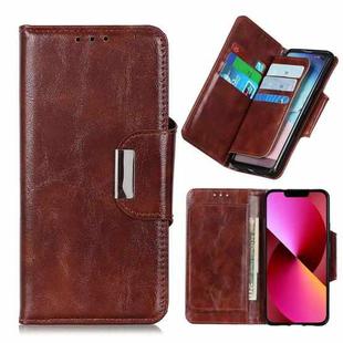 For iPhone 13 Crazy Horse Texture Magnetic Buckle Horizontal Flip Leather Case with Holder & 6-Card Slots & Wallet(Brown)
