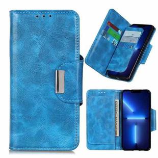 For iPhone 13 Pro Max Crazy Horse Texture Magnetic Buckle Horizontal Flip Leather Case with Holder & 6-Card Slots & Wallet (Blue)