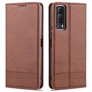 For vivo Y53s AZNS Magnetic Calf Texture Horizontal Flip Leather Case with Card Slots & Holder & Wallet(Light Brown)