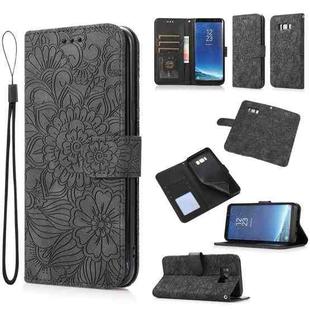 For Samsung Galaxy S8+ Skin Feel Embossed Sunflower Horizontal Flip Leather Case with Holder & Card Slots & Wallet & Lanyard(Black)