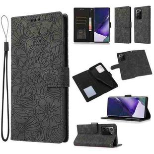 For Samsung Galaxy Note20 Ultra Skin Feel Embossed Sunflower Horizontal Flip Leather Case with Holder & Card Slots & Wallet & Lanyard(Black)