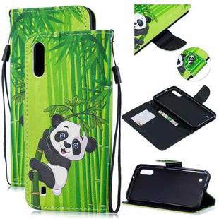 For Samsung Galaxy M10 Colored Drawing Pattern Cross Texture Horizontal Flip PU Leather Case with Holder & Card Slots & Wallet(Panda Bamboo)