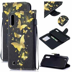 For Samsung Galaxy M10 Colored Drawing Pattern Cross Texture Horizontal Flip PU Leather Case with Holder & Card Slots & Wallet(A Bunch of Butterflies)