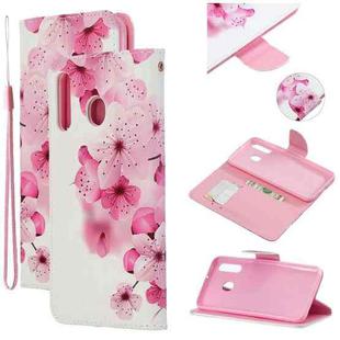For Samsung Galaxy M30 Colored Drawing Pattern Cross Texture Horizontal Flip PU Leather Case with Holder & Card Slots & Wallet(Peach Blossom)