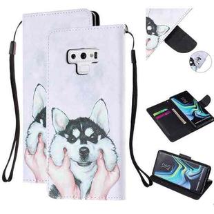 For Samsung Galaxy Note9 Colored Drawing Pattern Cross Texture Horizontal Flip PU Leather Case with Holder & Card Slots & Wallet(Husky)