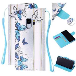 For Samsung Galaxy S9 Colored Drawing Pattern Cross Texture Horizontal Flip PU Leather Case with Holder & Card Slots & Wallet(Butterfly Tree)