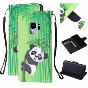 For Samsung Galaxy S9 Colored Drawing Pattern Cross Texture Horizontal Flip PU Leather Case with Holder & Card Slots & Wallet(Panda Bamboo)