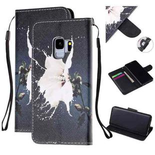 For Samsung Galaxy S9 Colored Drawing Pattern Cross Texture Horizontal Flip PU Leather Case with Holder & Card Slots & Wallet(White Flower)