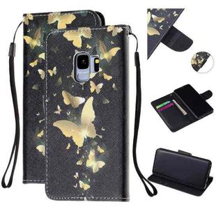 For Samsung Galaxy S9 Colored Drawing Pattern Cross Texture Horizontal Flip PU Leather Case with Holder & Card Slots & Wallet(A Bunch of Butterflies)