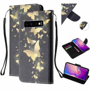 For Samsung Galaxy S10 Colored Drawing Pattern Cross Texture Horizontal Flip PU Leather Case with Holder & Card Slots & Wallet(A Bunch of Butterflies)