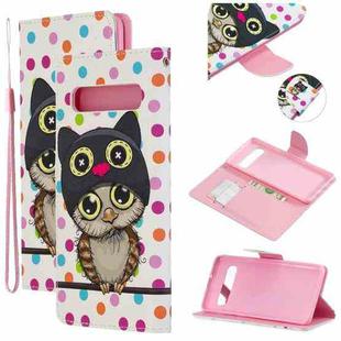 For Samsung Galaxy S10 5G Colored Drawing Pattern Cross Texture Horizontal Flip PU Leather Case with Holder & Card Slots & Wallet(Dot Owl)