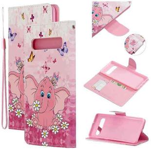 For Samsung Galaxy S10 5G Colored Drawing Pattern Cross Texture Horizontal Flip PU Leather Case with Holder & Card Slots & Wallet(Butterfly Elephant)