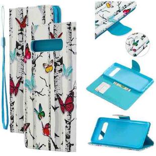 For Samsung Galaxy S10 5G Colored Drawing Pattern Cross Texture Horizontal Flip PU Leather Case with Holder & Card Slots & Wallet(Butterfly Tree)