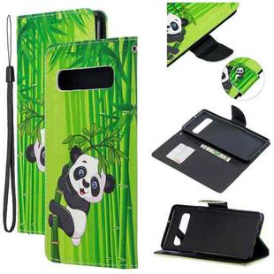 For Samsung Galaxy S10 5G Colored Drawing Pattern Cross Texture Horizontal Flip PU Leather Case with Holder & Card Slots & Wallet(Panda Bamboo)