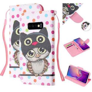 For Samsung Galaxy S10e Colored Drawing Pattern Cross Texture Horizontal Flip PU Leather Case with Holder & Card Slots & Wallet(Dot Owl)