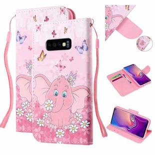 For Samsung Galaxy S10e Colored Drawing Pattern Cross Texture Horizontal Flip PU Leather Case with Holder & Card Slots & Wallet(Butterfly Elephant)
