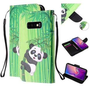 For Samsung Galaxy S10e Colored Drawing Pattern Cross Texture Horizontal Flip PU Leather Case with Holder & Card Slots & Wallet(Panda Bamboo)