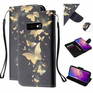 For Samsung Galaxy S10e Colored Drawing Pattern Cross Texture Horizontal Flip PU Leather Case with Holder & Card Slots & Wallet(A Bunch of Butterflies)