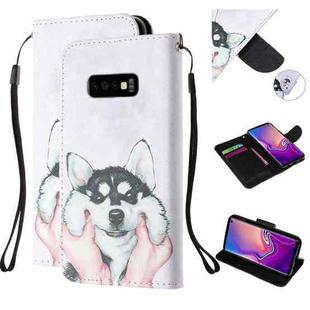 For Samsung Galaxy S10e Colored Drawing Pattern Cross Texture Horizontal Flip PU Leather Case with Holder & Card Slots & Wallet(Husky)