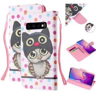 For Samsung Galaxy S10+ Colored Drawing Pattern Cross Texture Horizontal Flip PU Leather Case with Holder & Card Slots & Wallet(Dot Owl)