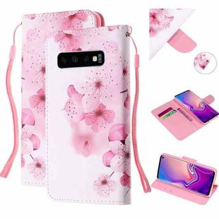 For Samsung Galaxy S10+ Colored Drawing Pattern Cross Texture Horizontal Flip PU Leather Case with Holder & Card Slots & Wallet(Peach Blossom)