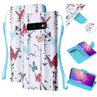 For Samsung Galaxy S10+ Colored Drawing Pattern Cross Texture Horizontal Flip PU Leather Case with Holder & Card Slots & Wallet(Butterfly Tree)
