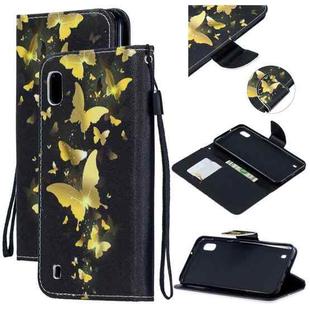 For Samsung Galaxy A10 Colored Drawing Pattern Cross Texture Horizontal Flip PU Leather Case with Holder & Card Slots & Wallet(A Bunch of Butterflies)