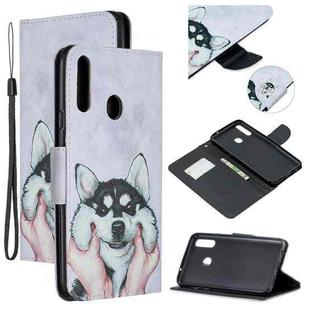 For Samsung Galaxy A10s Colored Drawing Pattern Cross Texture Horizontal Flip PU Leather Case with Holder & Card Slots & Wallet(Husky)