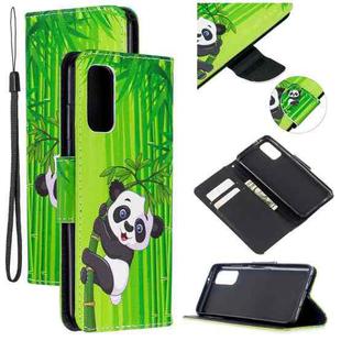 For Samsung Galaxy A51 Colored Drawing Pattern Cross Texture Horizontal Flip PU Leather Case with Holder & Card Slots & Wallet(Panda Bamboo)