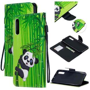 For Samsung Galaxy A70 Colored Drawing Pattern Cross Texture Horizontal Flip PU Leather Case with Holder & Card Slots & Wallet(Panda Bamboo)