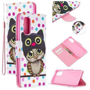 For Samsung Galaxy A71 Colored Drawing Pattern Cross Texture Horizontal Flip PU Leather Case with Holder & Card Slots & Wallet(Dot Owl)