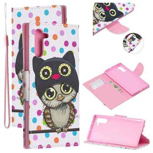 For Samsung Galaxy Note10 Colored Drawing Pattern Cross Texture Horizontal Flip PU Leather Case with Holder & Card Slots & Wallet(Dot Owl)